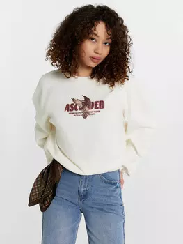 Свитшот женский кремовый с принтом