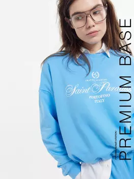 Свитшот женский лазурно-голубой с печатью
