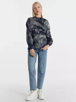 Свитшот женский песочно-серый с дизайнерским принтом