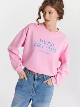 Свитшот женский розовый с надписью