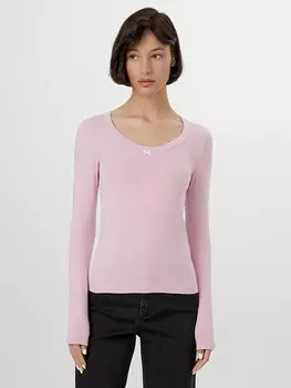 Свитшот женский розовый с принтом и надписью