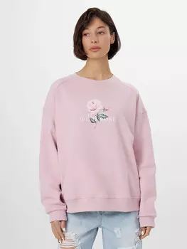 Свитшот женский розовый с принтом и надписью