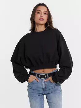 Свитшот женский укороченный черный