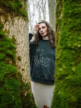 Свитшот женский зеленый с принтом