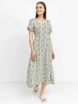 Свободное платье макси из вискозы в цветочек