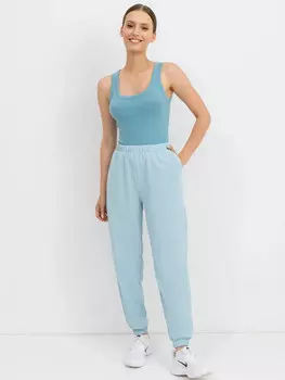 Свободные джоггеры с высокой линией талии в голубом цвете