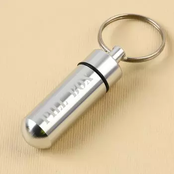 Таблетница брелок pill box, серая, 1,4 х 5,2 см.