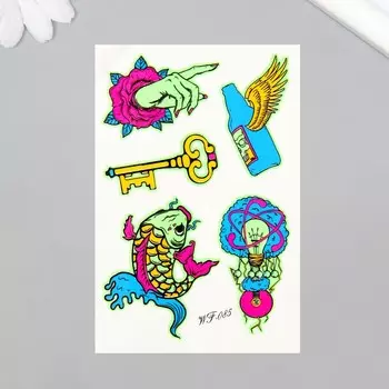 Переводные тату на тело светящиеся цветные