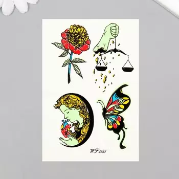 Переводные тату на тело светящиеся цветные