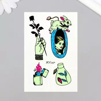 Переводные тату на тело светящиеся цветные