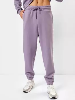 Теплые лавандовые брюки свободного силуэта