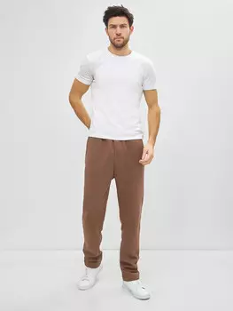 Теплые однотонные брюки в кофейном цвете