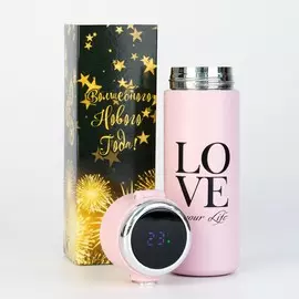 Термос, 420 мл, love your life, сохраняет тепло 8 ч, термометр