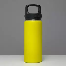 Термос, 1 л, карабин, сохраняет тепло 24 ч, желтый