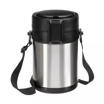 Термос для еды, 2.3 л, сохраняет тепло до 12 ч, нержавеющая сталь, пластик, черный