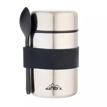 Термос для еды мастер к, 500 мл, с ложкой, нержавеющая сталь, серебристый
