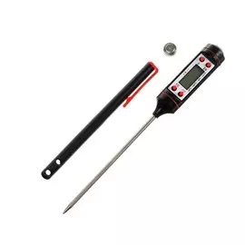 Термометр (термощуп) кухонный jr-1, электронный, на батарейках, с чехлом, черный