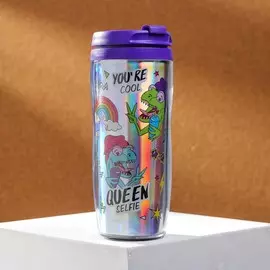 Термостакан с голографической вставкой selfie queen, 350 мл, сохраняет тепло 2 ч