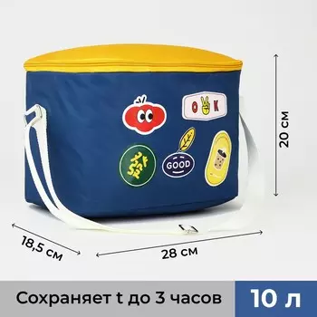 Термосумка на молнии, 10 л, цвет желтый/синий