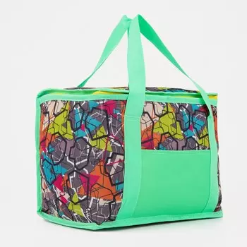 Термосумка на молнии 13 л, цвет разноцветной/зеленый