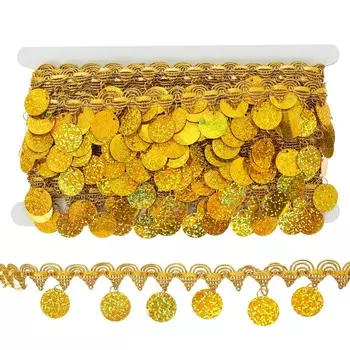 Тесьма золотая с монетками 4 см, по 10 м