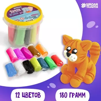 Тесто для лепки, 12 цветов 15 г в ведерке