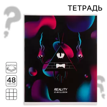 Тетрадь 48 листов в клетку, картонная обложка, гравити фолз