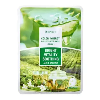 Тканевая маска для лица с экстрактом зеленого чая и алоэ