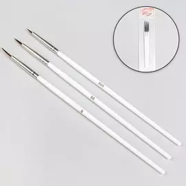 Набор кистей для дизайна ногтей, 3 шт, 18 см, цвет белый