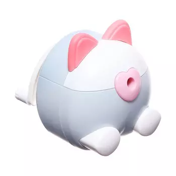 Точилка механическая с контейнером, ушки серый/белый