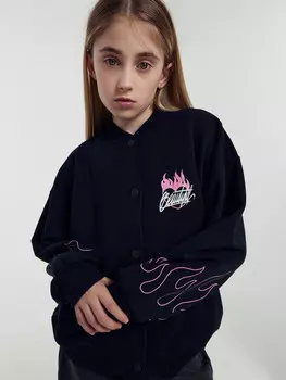 Толстовка для девочек черная с печатью