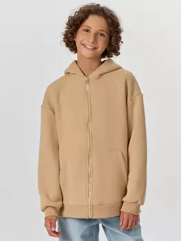 Толстовка для мальчиков бежевая на молнии