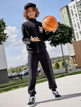 Толстовка для мальчиков черный с печатью