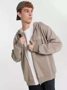 Толстовка мужская бежевая с вышивкой на груди