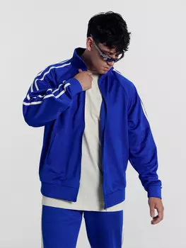 Толстовка мужская синяя со светло-молочными лампасами