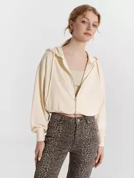 Толстовка женская бежевая укороченная на молнии