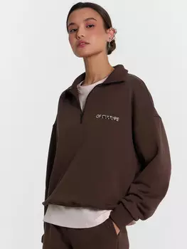 Толстовка женская коричневая с надписью