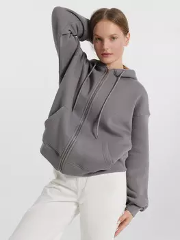 Толстовка женская серая на молнии