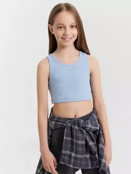Топ для девочек голубой в рубчик