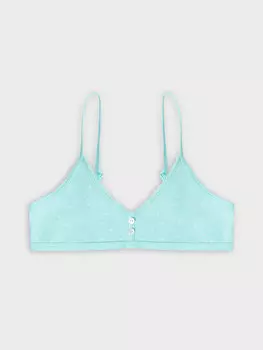 Топ для девочек бирюзовый в горошек