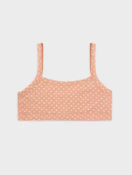 Топ для девочек коралловый с сердечками