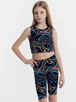 Топ для девочек в черном цвете с принтом