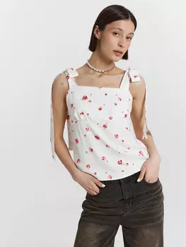 Топ женский белый с цветочным принтом