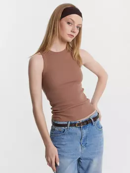 Топ женский коричневый в рубчик