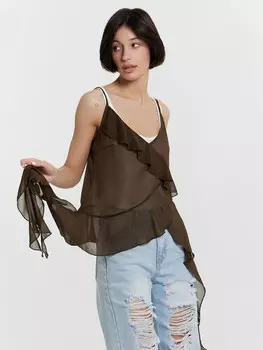 Топ женский полупрозрачный коричневый