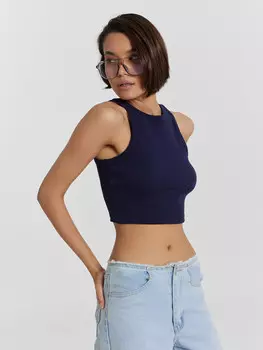 Топ женский синий укороченный