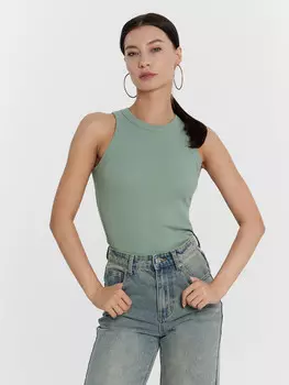 Топ женский зеленый в рубчик