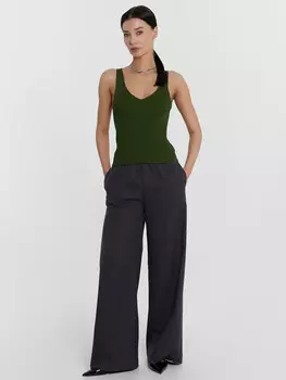 Топ женский зеленый в рубчик