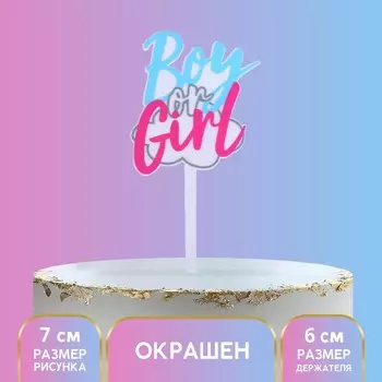 Топпер для торта на гендер-пати boy or girl, акрил