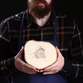 Торцевой спил, d=15-19 см, h=1,5-2 cм, массив вяза